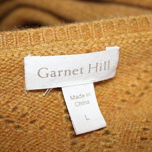 Garnet Hill - Women's 100% Cashmere Pointelle Crewneck in Mustard Yellow, Large - Picture 2 of 9
